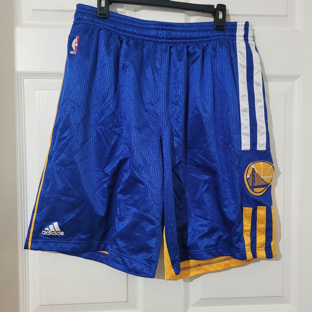 Men Size 2XL2 GOLDEN STATE WARRIORS Adidas Royal Blue and Gold Athletic Shorts